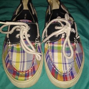 U.S. Polo Assn plaid boat shoes size 8